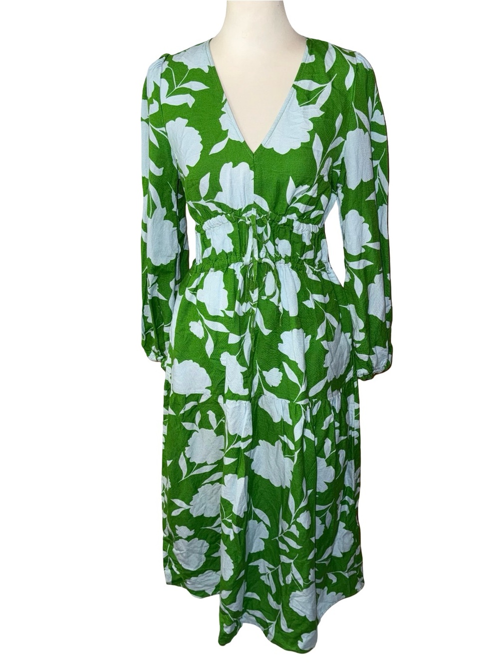 NWT Kate Spade x Target Classic Rose Linen Long Sleeve Maxi Dress Green Blue XS